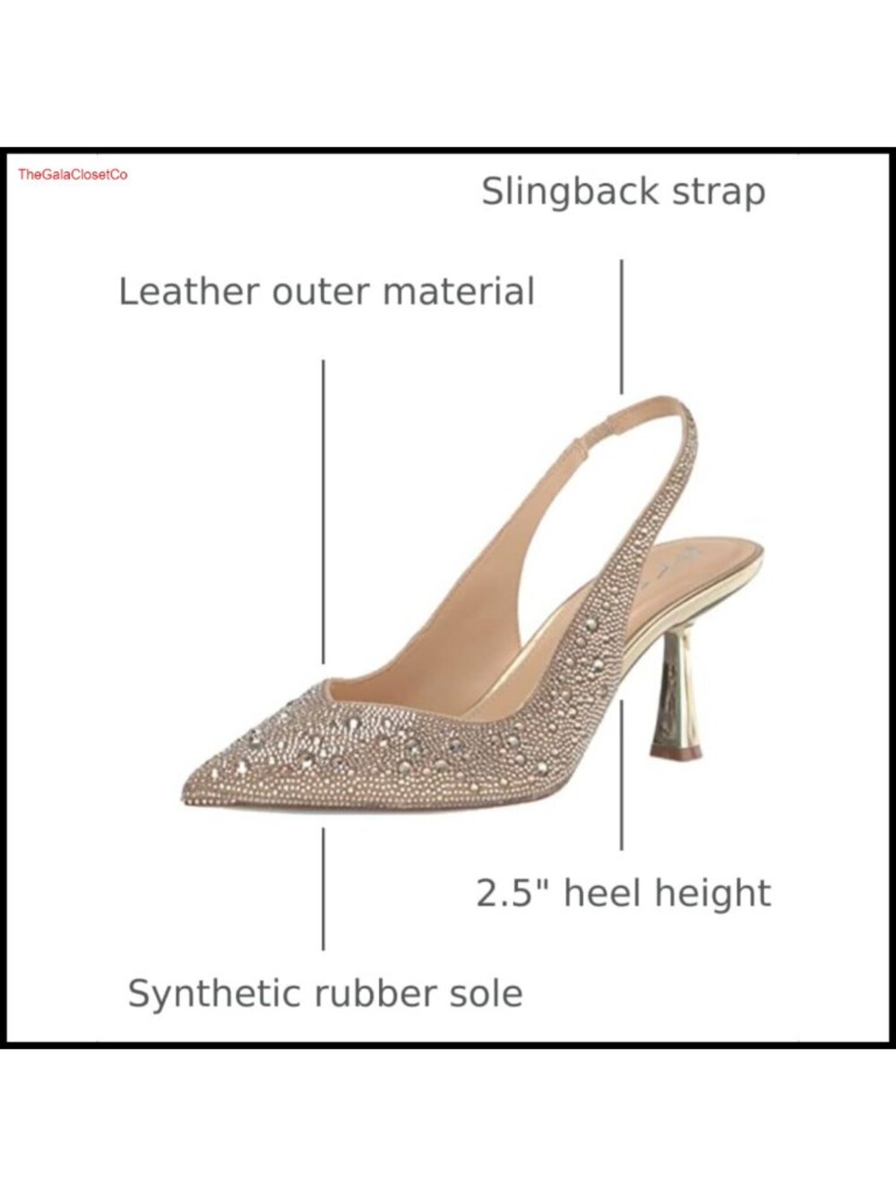 Rhinestone Slingback Kitten Heel Pointed Toe Pump - Picture 2 of 6